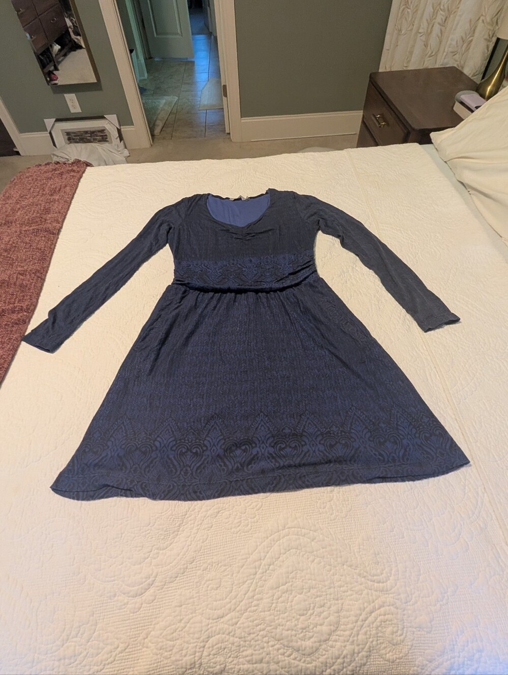 Athleta Purple Long Sleeve Fit & Flare Dress Lace Detail
